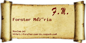 Forster Mária névjegykártya