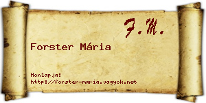 Forster Mária névjegykártya